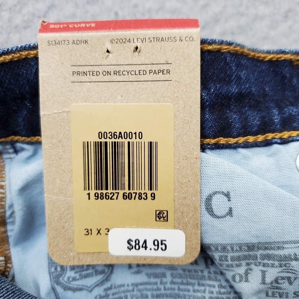 Levi's Jeans Womens 31x30 Blue Denim 501 Curve Stretch High Rise Straight Leg - Picture 10 of 13
